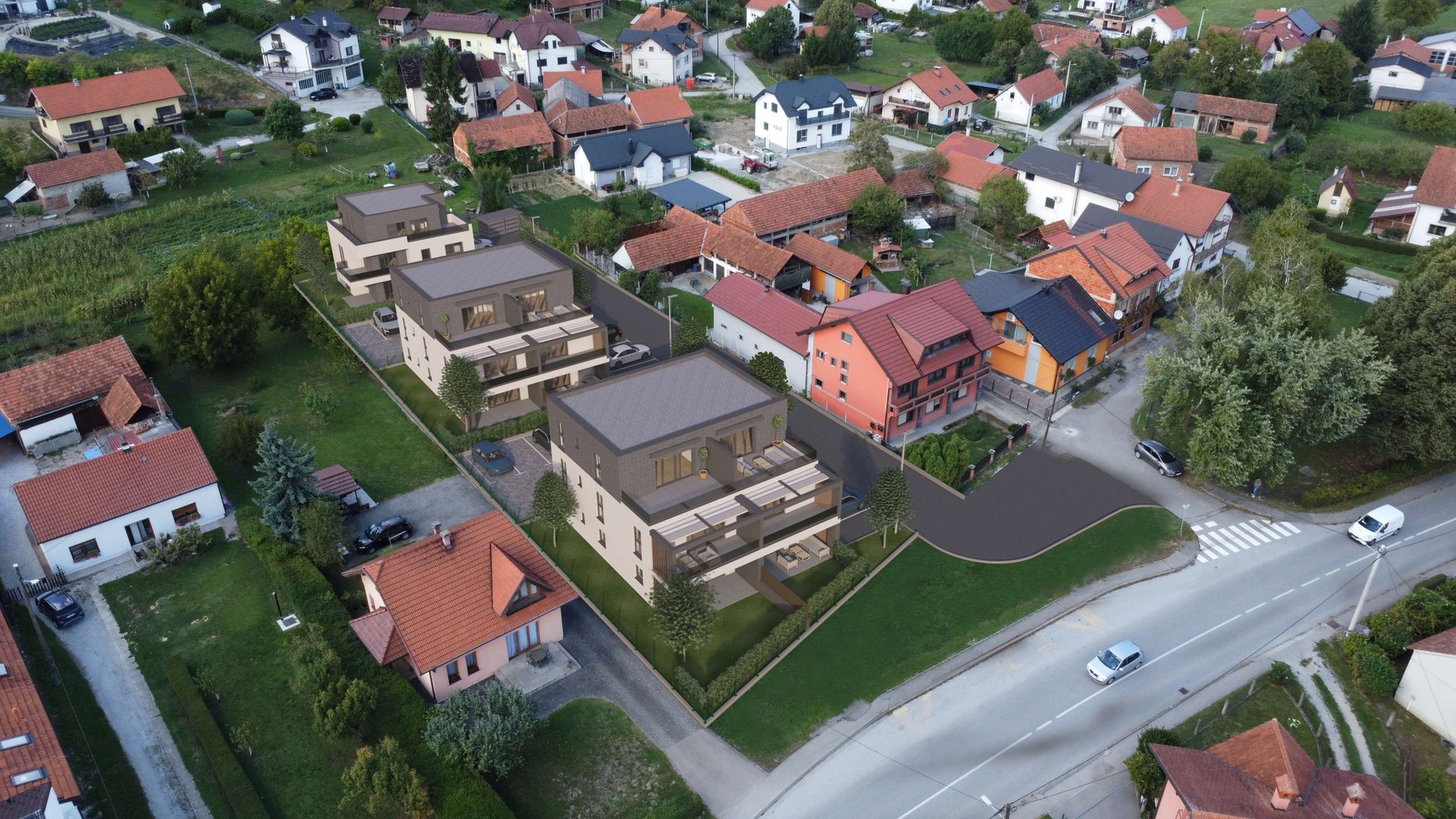 Aerijalni pogled na stambeno naselje Pavlovec Zabočki