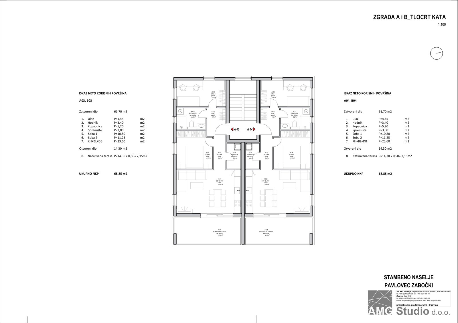 Tlocrt kata - Zgrada A i B