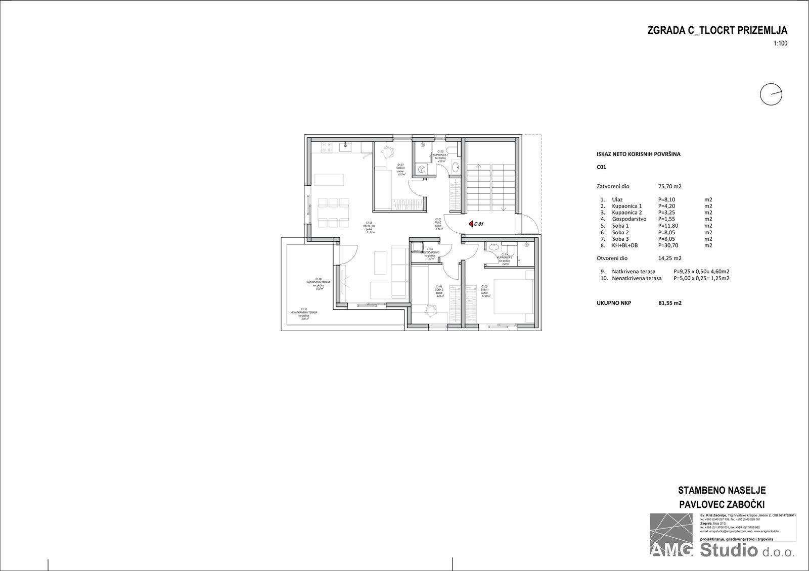 Tlocrt prizemlja - Zgrada C