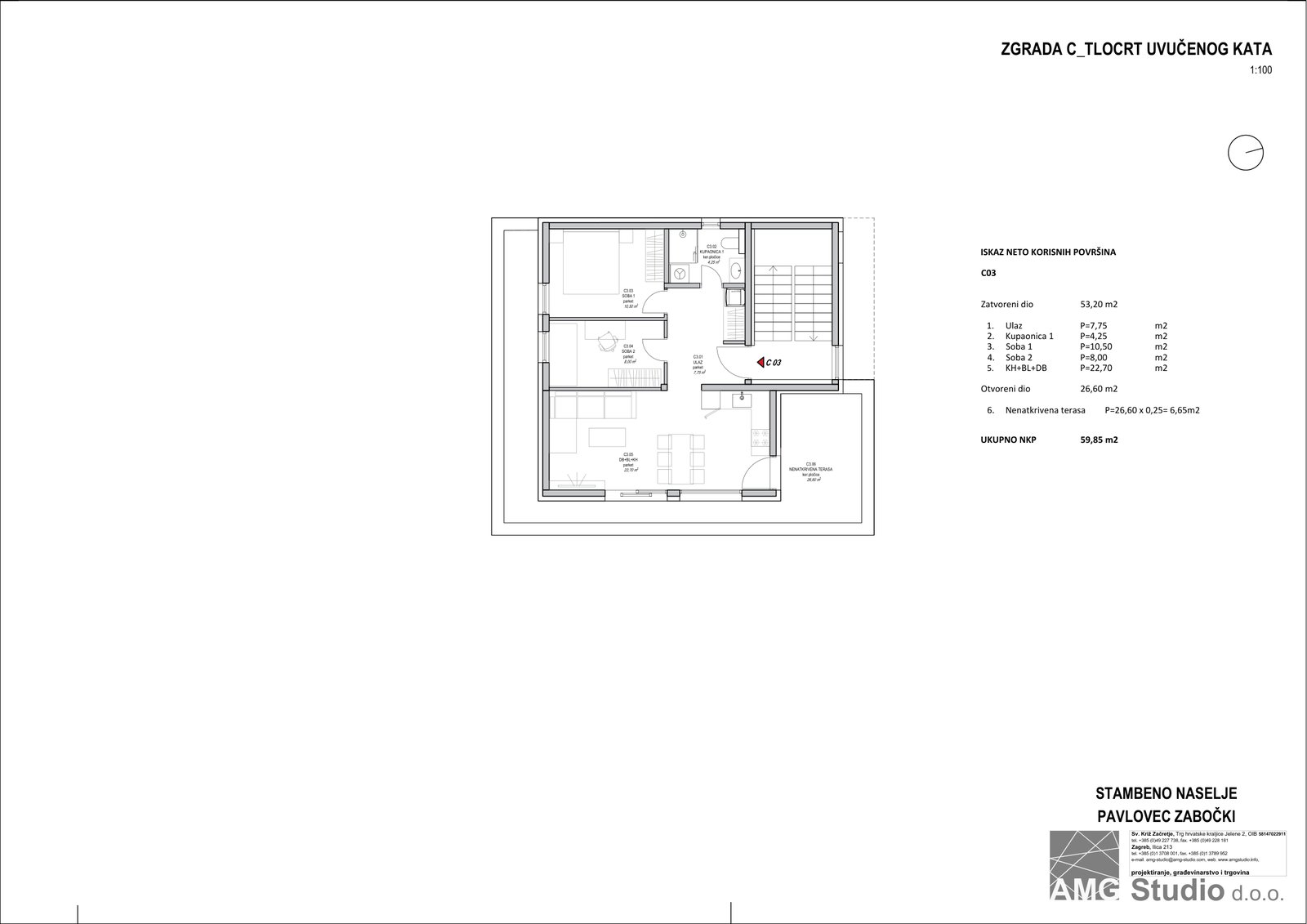 Tlocrt uvučenog kata - Zgrada C