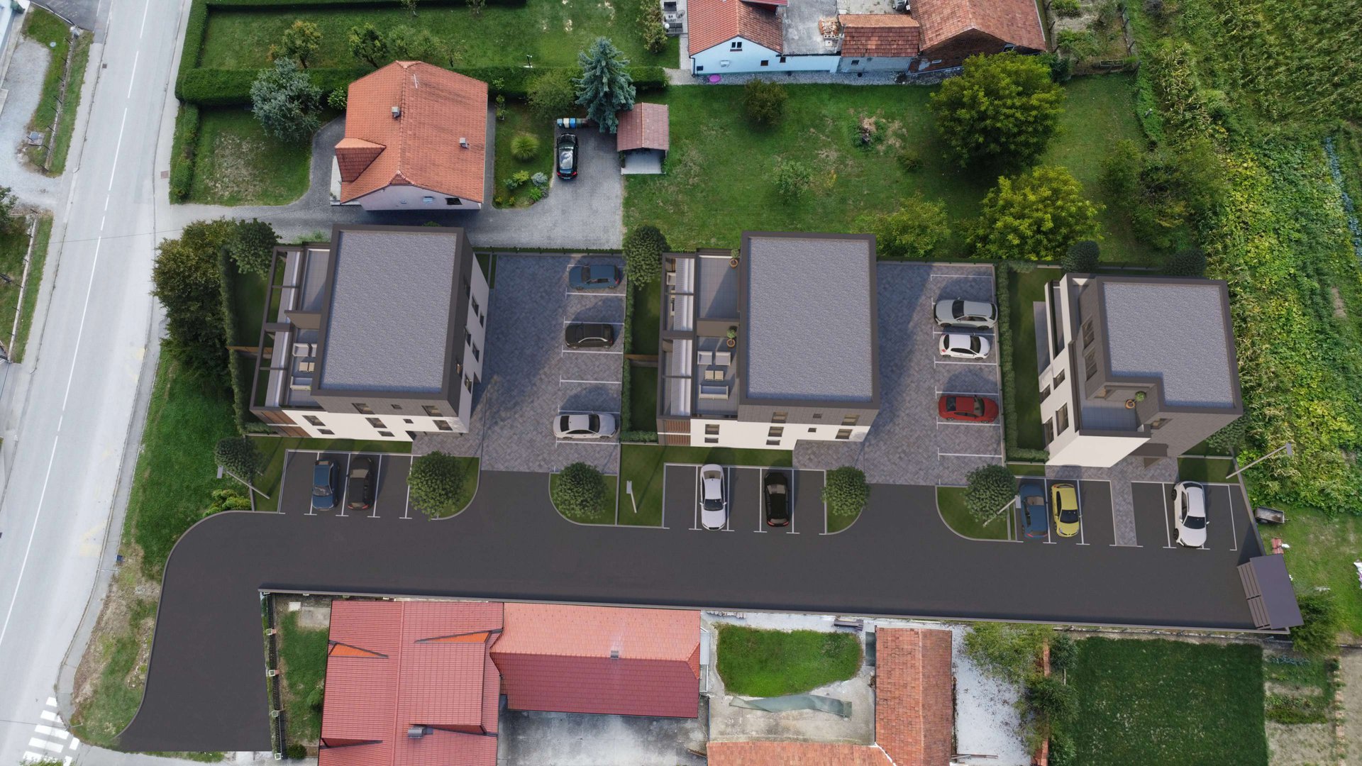 Pogled odozgo na sve zgrade